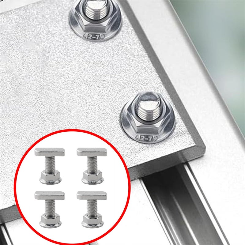 CHENJIN 12PCS Stainless Steel T-Bolts Stud Slide Screws with 12 Hexagonal Flange Nuts M8x20mm Silver Square Head Screws for Photovoltaic Slots for Assembling Furniture Mounting Speakers Casters - Image 5